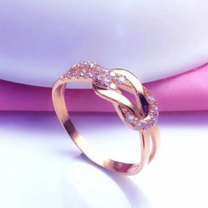 Anel de ouro rosa de 18 quilates, anel de moda minimalista, jóias de luxo leve para namorada