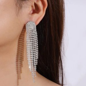 Brincos Chuveiro de Strass de Luxo