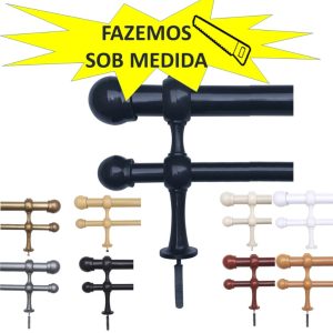 CONJUNTO varao para cortina DUPLO em AÇO ferro com ponteira