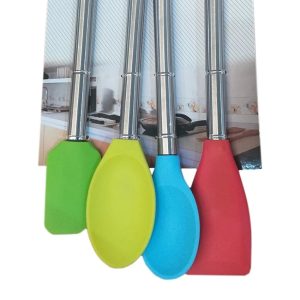Kit Utensílios Talheres Cozinha Silicone Cabo Inox 4 Peças