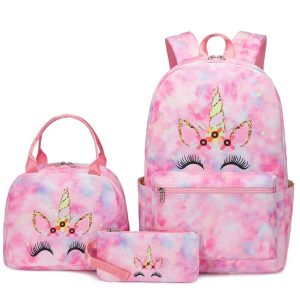 Mochila Infantil Rosa Unicórnio Lancheira mais estojo