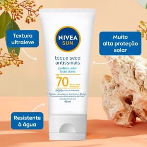 NIVEA SUN Protetor Solar Facial Toque Seco Antissinais FPS 70 40ml